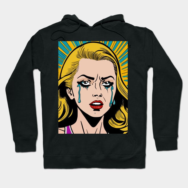 pop art crying girl Hoodie by Tezatoons